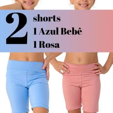 Imagem de Kit com 2 Shorts infantis- JinkingStore para meninas lisa básica, Azul