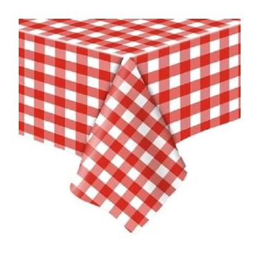 Imagem de Kit 10 Toalha De Mesa Xadrez Plástica 70x70cm Festa Junina E Decoração(Xadrez Vermelho/Preto,30 Unidades)
