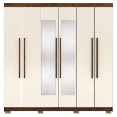 Imagem de Guarda Roupa Casal 6 Portas 2 Gavetas Espelho 218 Cm Vlr Imbuia Champanhe