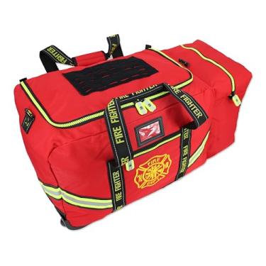 Imagem de Bolsa de equipamentos Lightning X Fireman's Value Edition XL Firefighter Step-in com rodas, bolso para capacete e cruz de maltês para primeiro socorro, Vermelho