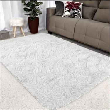 Imagem de Tapete Felpudo 1,00 x 1,50Mt Para Sala e Quarto BRANCO