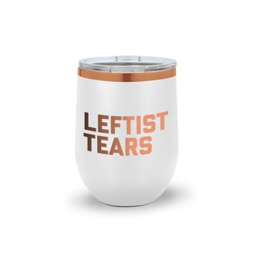 Imagem de SpreadPassion Copo de vinho Leftist Tears – Copo de aço inoxidável isolado de 340 g com tampa – Presente conservador engraçado para homens ou mulheres (branco)