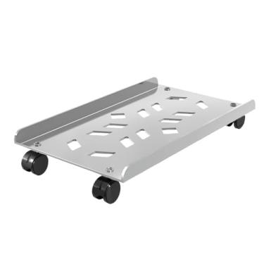 Imagem de Suporte de CPU de aço para CPU, carrinho de torre de PC móvel com rodas giratórias de bloqueio, suporte de CPU de piso ventilado para suporte de CPU de escritório doméstico (branco)
