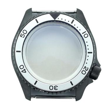 Imagem de FEIYASHI Caixa de relógio preta PVD de aço inoxidável de 42,5 mm, moldura de cerâmica, vidro de safira para NH35 NH36/34, movimento 3,8 peças de coroa, NH35 NH34/36/38 movimento + anel capítulo azul 7