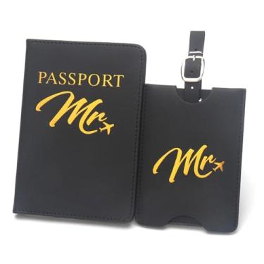 Imagem de Carteiras para passaporte, capa de passaporte de couro PU, antifurto, conjunto de etiquetas de bagagem, porta-cartão de identificação de viagem, porta-passaporte de viagem de negócios