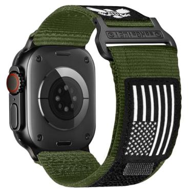 Imagem de Pulseiras de nylon compatíveis com Apple Watch para homens (verde, 49 mm, 46 mm, 45 mm, 44 mm, 42 mm (série 3 2 1))
