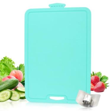 Imagem de Tábua de corte flexível, com protetor de dedos, tábua de corte de silicone, antiderrapante, tapete dobrável para tábua de cortar carne e legumes (verde)