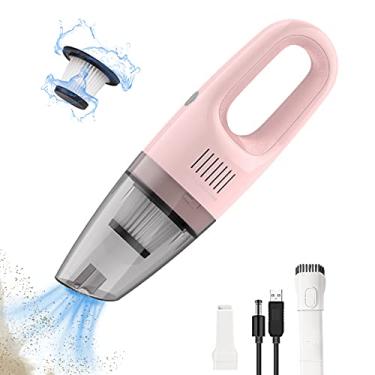 Imagem de LEERFEI Aspirador De Pó Portátil Rosa Sem Fio Para Poeira, Pelos Animais, Sujeira, Casa, Carro E Interior Barco, Móveis, Fácil Usar, Bateria Recarregável Com Cabo Usb