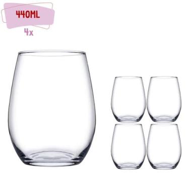 Imagem de Jogo Copo Vidro Redondo Transparente Amber Duravel 440ml 4Un - PASABAH