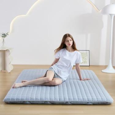 Imagem de Zelladorra Colchão de chão japonês, solteiro, antiderrapante, futon, tapete de tatame dobrável para convidados, cinza