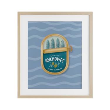 Imagem de Stupell Industries Anchovas enlatadas em ondas Impressão emoldurada de bétula sob vidro design de Sandra Picco, 40,6 x 33,5 cm