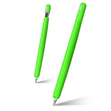 Imagem de IRAINSUN (Pacote com 2) Capa protetora para Apple Pencil (2ª geração/Pro/USB-C) - Aderência aprimorada, design antiderrapante com clipe resistente, leve e resistente a arranhões (verde)