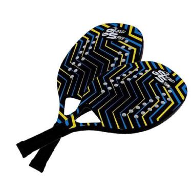 Imagem de Kit 2 Raquetes De Beach Tennis Sand Spin Aloha Fibra De Carbono Azul -