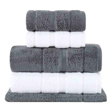 Imagem de Jogo de Toalhas de Banho com 05 Peças Vision Dual Air Branca e Cinza - Buddemeyer