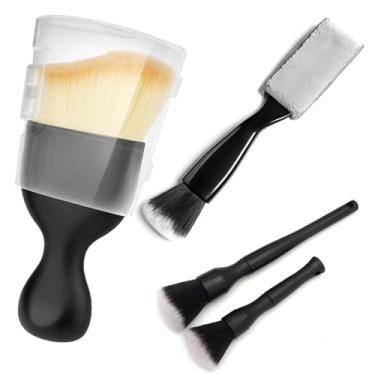 Imagem de Conjunto de 4 pincéis de detalhes de carro, escova de limpeza de carro, escova de detalhes de interiores de carro, cerdas, escovas de limpeza de interiores de carro macias e kit de toalhas de