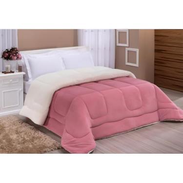 Imagem de Coberdrom Casal Queen Sherpa Pele de Carneiro Soft Felpudo 2,40m x 2,20m – Edredom Dupla Face Macio(Rosê)