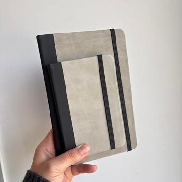 Imagem de Caderneta Pequena Tipo Moleskine COM PAUTA, Caderno de Anotações Pequeno 15x10 Capa Dura com Elástico (Cinza com Listra)
