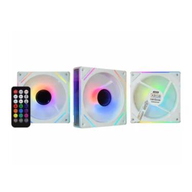 Imagem de Kit Cooler ARGB Aavwinfinity Nazca White 3 Coolers 120 Mm Com Controladora K-mex