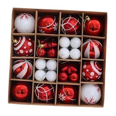 Imagem de Lilihuimaoyi Enfeite de Bola de Natal à Prova de Estilhaçamento, Acessórios Decorativos para Fotos de Festa, Decoração de Bola de Natal, Pingente de Quarto, Vermelho Branco, Tamanho real