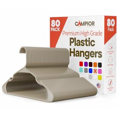 Imagem de Cabides de plástico – Conjunto de cabides resistentes para organizar roupas, vestidos e casacos, comporta até 2,3 kg, cabides que economizam espaço com ranhuras antiderrapantes nos ombros, pacote com