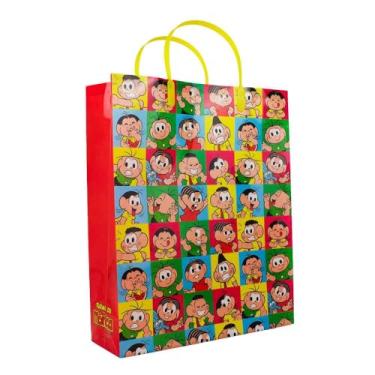 Imagem de Sacola de Presentes Turma da Mônica, 33 x 9 x 27 cm, Plástico, Design Colorido, para Aniversário