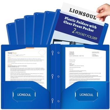 Imagem de Pastas de arquivo de plástico pastel com bolsos e pinos, pacote com 7, tamanho carta A4, pastas de escritório resistentes à prova d'água com capa frontal transparente para escola, casa e escritório