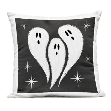 Imagem de Stupell Industries Wee Bit Wicked Ghosts almofada estampada para ambientes externos, 45 x 18 x 46, preta