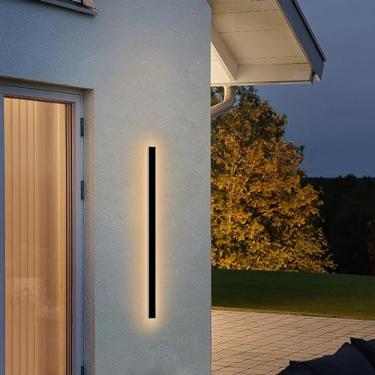 Imagem de NKJORTPPL Luminária de parede LED externa de 100 cm para casa, luminária de parede externa moderna para varanda e pátio, arandelas de parede externa pretas para jardim, sala de estar, garagem
