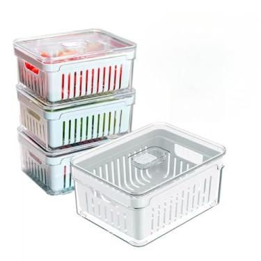 Imagem de Kit 4 Organizadores Geladeira 2,2 Litros Acrílico Com Cesto para Alimentos Vegetais Cozinha