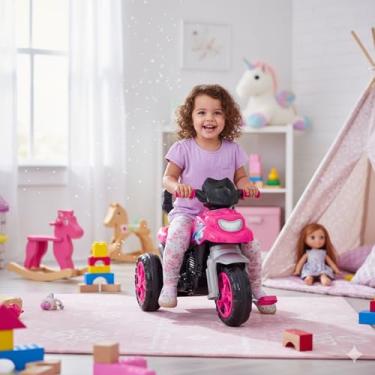 Imagem de Triciclo Infantil com Pedal e Haste Removível, Rosa e Cinza, Plástico, Buzina e Porta-objetos, Suporta 30kg, para Crianças a partir de 12 Meses, 94,5x92x62,5 cm