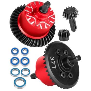 Imagem de RCYouHott Peça de atualização RC Diff Gear 37T para barra 1/10 4X4 VXL/Rustler 4X4 VXL/Stampede 4X4 VXL/Hoss 4X4 VXL/XO-1, diferencial traseiro dianteiro, hop-ups, vermelho