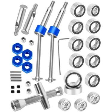 Imagem de RCYouHott RC Upgrades Part #45 Steel Driveshaft CVD/Bearings Kit for 1/24 Micro-B 2S 2WD(LOS00007),1/28 Micro-T 2S 2WD(LOS-1392),Axles Drive Shaft Hops Up,Navy Blue(LOS-1764)