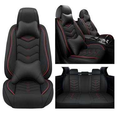 Imagem de Capas de assento de carro para Cadillac Lyriq 2023-2025, capa de assento de couro napa impermeável, capas de assento de carro antiderrapantes, compatíveis com airbag, conjuntos de capas de assento de