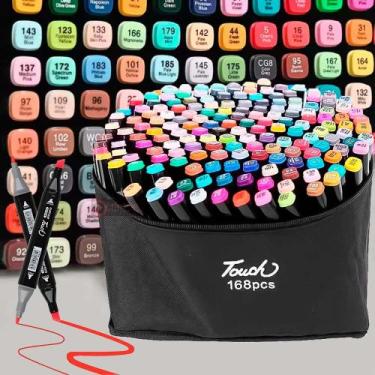 Imagem de Kit Bolsa 168 cores - Canetinhas Marca Texto Coloridas Ponta Dupla Can