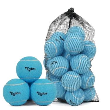 Imagem de Pacote com 20 bolas de tênis para treinamento e animais de estimação, bolas de tênis de alta elasticidade com bolsa de malha para transporte e exercícios para iniciantes, conjunto de bolas duráveis