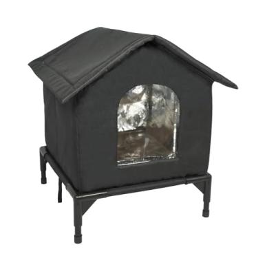 Imagem de Whtkoph Casa para Gatos Ao Ar Livre, Abrigo, Tenda para Gatos, Isolamento Térmico, à Prova D'água, para Inverno, Quintal, Jardim Externo, Celeiro, M Black