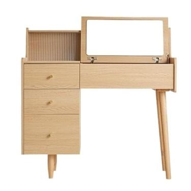 Imagem de Escrivaninha de penteadeira Mesa de toucador Farmhouse com espelho flip top, penteadeira mesa maquiagem gavetas e armário, pequena para quarto armazenamento