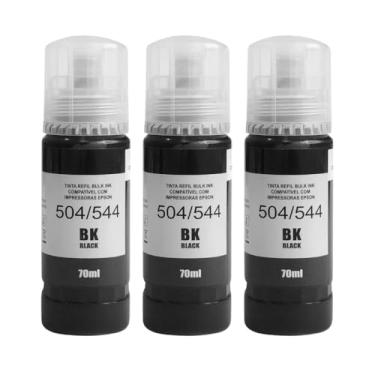 Imagem de KIT 3x Refil Tinta Preta Compatível com 544 504 | Impressoras: L3150 L3250 L3110 L5190 L3210 L5290 L1250 L5590 T544 T504 | Premium | KORA ou EVOLUT