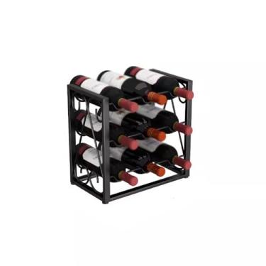 Imagem de GRFIT Ganchos de pesca rack de vinho pingente barra inclinada adega casa adega refrigerador de vinho rack de exibição rack de vinho tinto ganchos de peixe (cor: preto, tamanho: 34,5 * 20 * 33)