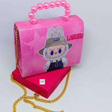Imagem de Bolsa Infantil Menina Alça Transversal Pérola Desenho Labubu - Genéric