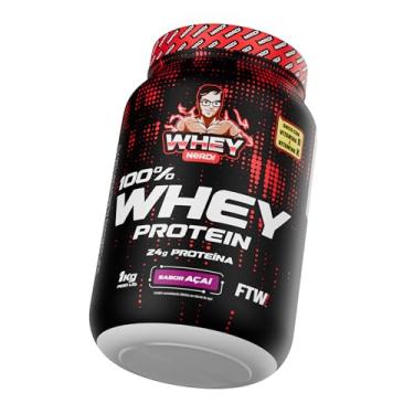 Imagem de FTW Whey Nerd 100% Whey Protein com Proteína Concentrada do Soro do Leite, Suplemento Alimentar com Vitaminas D e K – Pote 1kg (Sabor Açai)