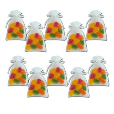 Imagem de Kit 50 Saquinhos Saco de Organza Pequenos, 12x9cm com fita cetim, para Lembrancinhas, guardar Joias, bijuterias, pequenos objetos, lembrança para festas de Natal, final de Ano Transparente