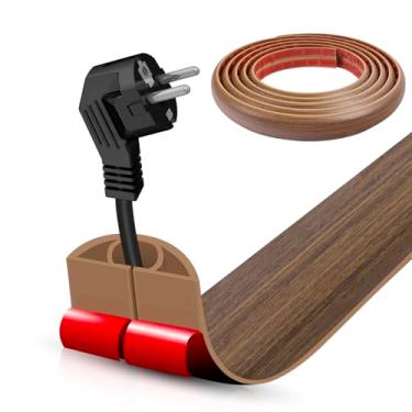 Imagem de Capa de cabo de piso, cabo autoadesivo, ocultador, piso de 3 m, protetor de cabo de alimentação, protetor de cabos elétricos de piso para escritórios, academia, exposições (madeira marrom misty, 3 cm