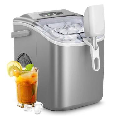 Imagem de Máquina de Gelo até 11 kg em 24H Portátil, 110V, AGLUCKY R600a, Cinza