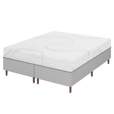 Imagem de Colchão Bartira Viena Queen Size + Cama Box Queen Bipartida Umaflex Loreto Cinza