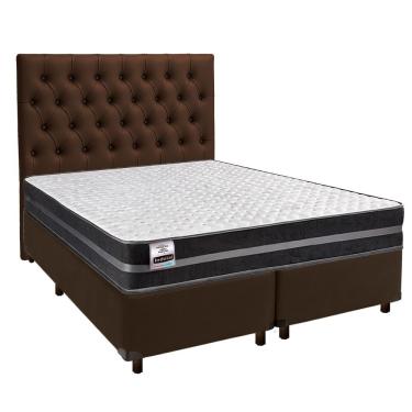 Imagem de Cama Box + Colchão Queen Molas Ultralastic Bogota Inducol + Cabeceira Estofada