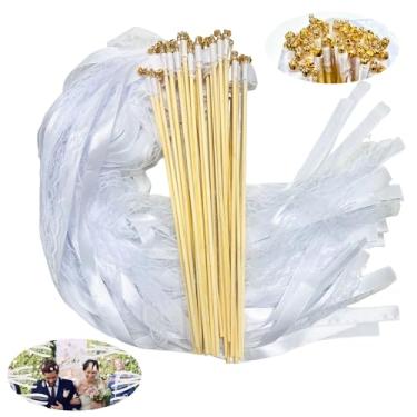 Imagem de Casamento com varinha de sino tripla e prata, varinha de fada de seda, flâmulas para festas, varinhas mágicas de fada para casamento, chá de panela, adereço para foto, enviar concerto