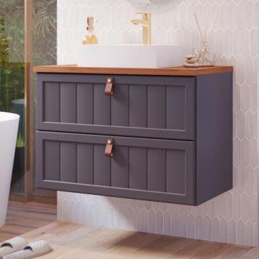 Imagem de Armário de Banheiro Sense 60 Cm 1 Porta e 1 Gaveta 100% Mdf Titanium/F