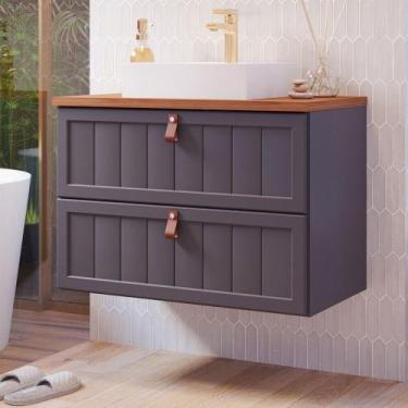 Imagem de Armário de Banheiro Sense 80 Cm 1 Porta e 1 Gaveta 100% Mdf Titanium/F