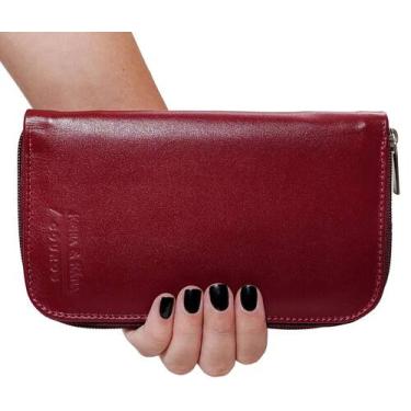 Imagem de Carteira Feminina Longa Com Zipe Em Couro Legitimo Espaçosa Pratica - 